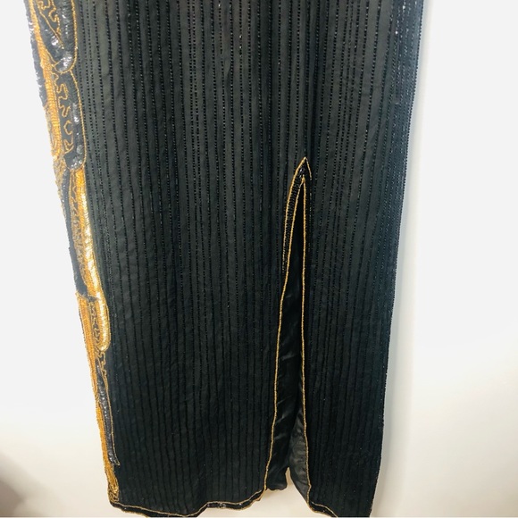 Vintage Riva Designs beaded and sequins black and gold dress SZ 1X. I-6 - Picture 7 of 13